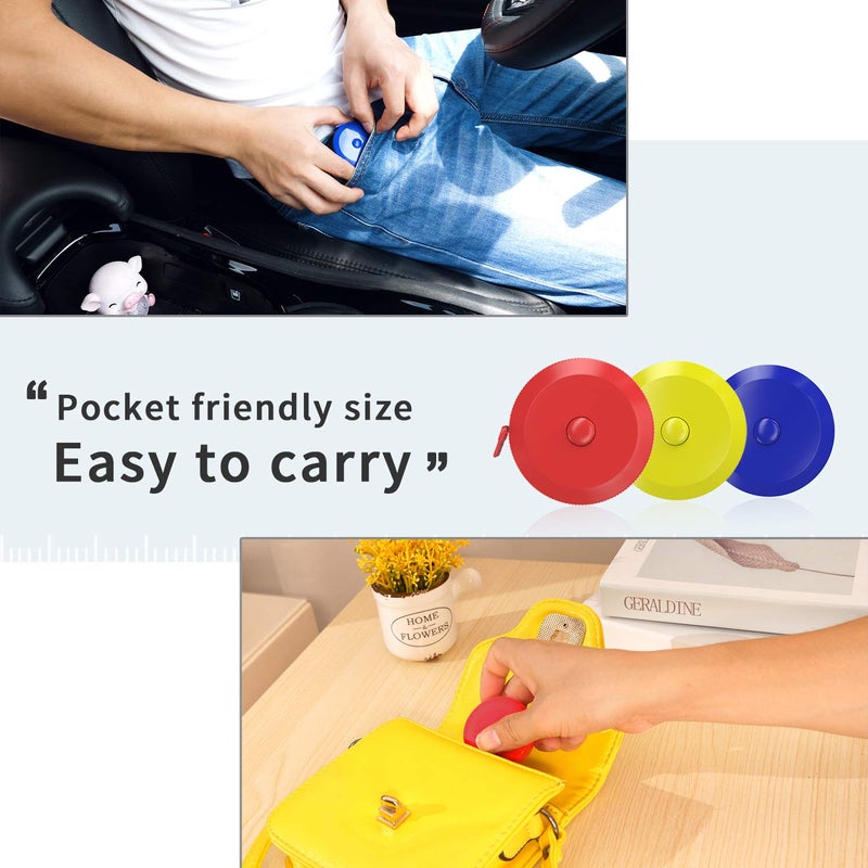 DiCUNO 60-Inch 1.5 Meter Soft and Retractable Tape Measure Medical Body Measurement Tailor Sewing Craft Cloth Dieting Measuring Tape (3 Colors Package with Soft Tape) - Image 5